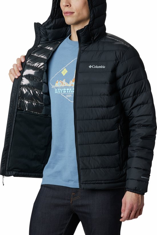 Columbia Powder Lite™ Hooded Jacket - Heren Jas - Gewatteerde puffer Jas met Capuchon - Maat M - Zwart - Columbia