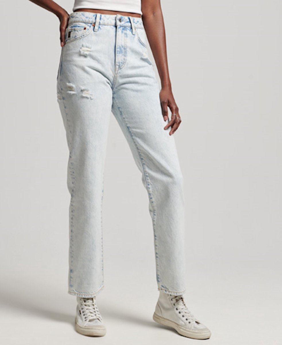 Superdry Vintage High Rise Straight Spijkerbroek 30 32 Vrouw Blauw