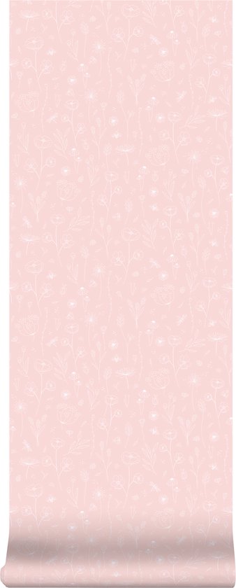 Little Dutch Vliesbehang | Wild Flowers Pink - Roze - 10mx53cm - Little Dutch