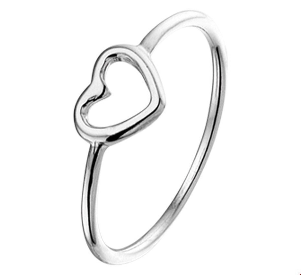 Zilver Gerhodineerde Ring hart 1325105 14.50 mm (46)