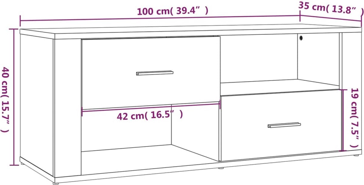 VidaXL Tv-meubel 100x35x40 cm bewerkt hout sonoma eikenkleurig