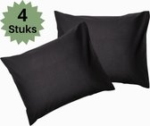 Taies d'oreiller - Set de 4 - Qualité Hôtel 20A - NOIR - 60x70cm - 100% COTON - Dream Textiles