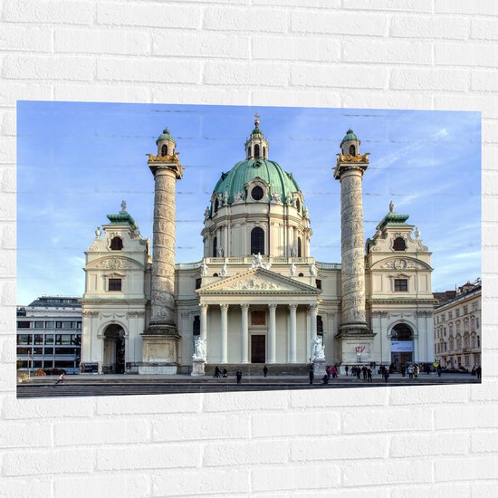 WallClassics - Muursticker - Karlskirche Kerk in Oostenrijk - 120x80 cm Foto op Muursticker