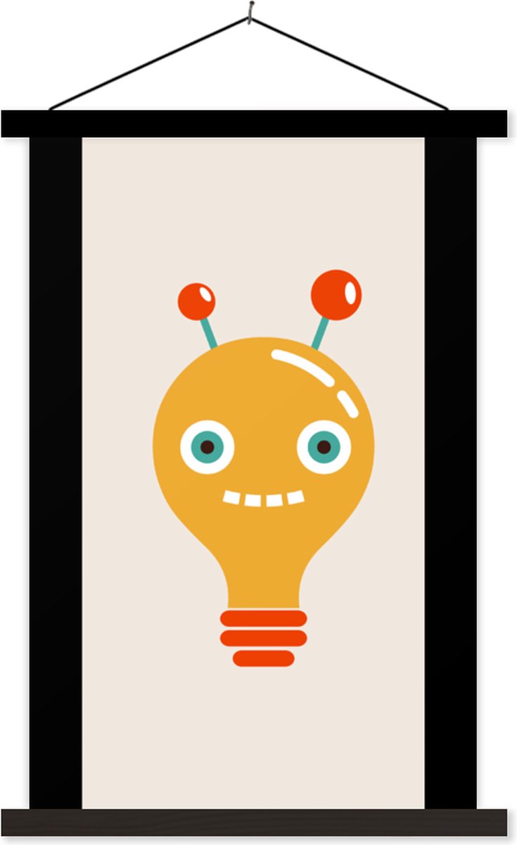 Posterhanger incl. Poster 90x180 cm - Schoolplaat - Robot - Gloeilamp - Gezicht - Antenne