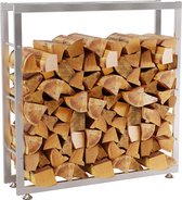 CLP Keri V2 Rangement bois Rangement bûches - Intérieur - Pour bois de chauffage - Inox - Inox 25x100x100 cm