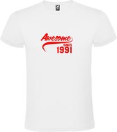 T-Shirt Wit avec Image «Awesome depuis 1991 » Rouge Taille XXXXXL