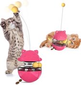 Interactief kattenspeelgoed, zelfbezigheid: 3-in-1 automatisch kattenspeelgoed met speelgoed, voederautomaat, kattenballen voor katten, intelligent speelgoed (rood)