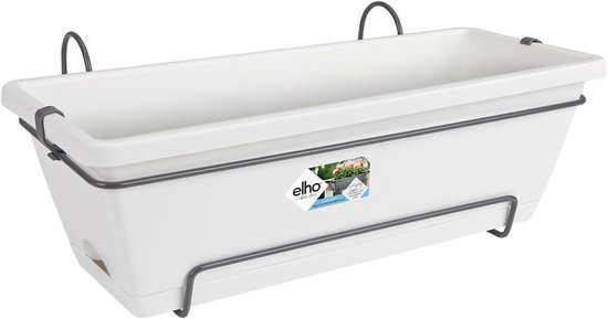Elho Barcelona Allin1 50 - Balkonbakken met Ophanging - 100% Gerecycled Plastic - L49.5 x B27.5 x H18.5 cm - Wit