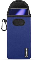 Hoesje voor OnePlus 11 - MobyDefend Neopreen Pouch Met Karabijnhaak - Insteekhoesje - Riemlus Hoesje - Blauw - GSM Hoesje - Telefoonhoesje Geschikt Voor OnePlus 11