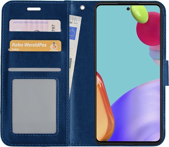 Samsung Galaxy A52 Case Bookcase Cover Flip Case Book Cover - Samsung A52 Case Book Case Case - Bleu Foncé