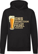 Padel drinkteam | sport | bier | zuipen | drank | kroeg | grappig | Unisex | Trui | Hoodie | Sweater | Capuchon | Zwart