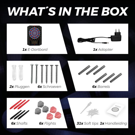 KOTO Royal 580, Elektronisch Dartbord, Dartbord met Softtip Darts, E-Darts Multiplayer, 36 spellen en meer dan 580 variaties, Professioneel Elektronisch Dartspel, DartSet. van KOTO — afbeelding 2