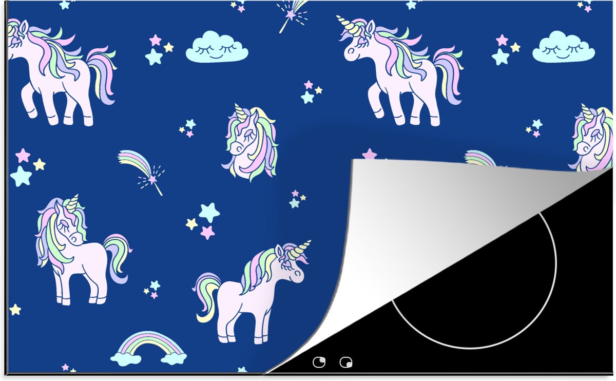 KitchenYeah® Inductie beschermer 90x52 cm - Unicorn - Sterren - Patroon - Kookplaataccessoires - Afdekplaat voor kookplaat - Inductiebeschermer - Inductiemat - Inductieplaat mat
