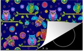 KitchenYeah® Inductie beschermer 90x52 cm - Patroon - Uil - Takken - Kookplaataccessoires - Afdekplaat voor kookplaat - Inductiebeschermer - Inductiemat - Inductieplaat mat