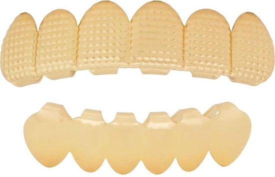 Grillz tanden Goudkleurig - boven- en onderkant - Roast- op maat maken