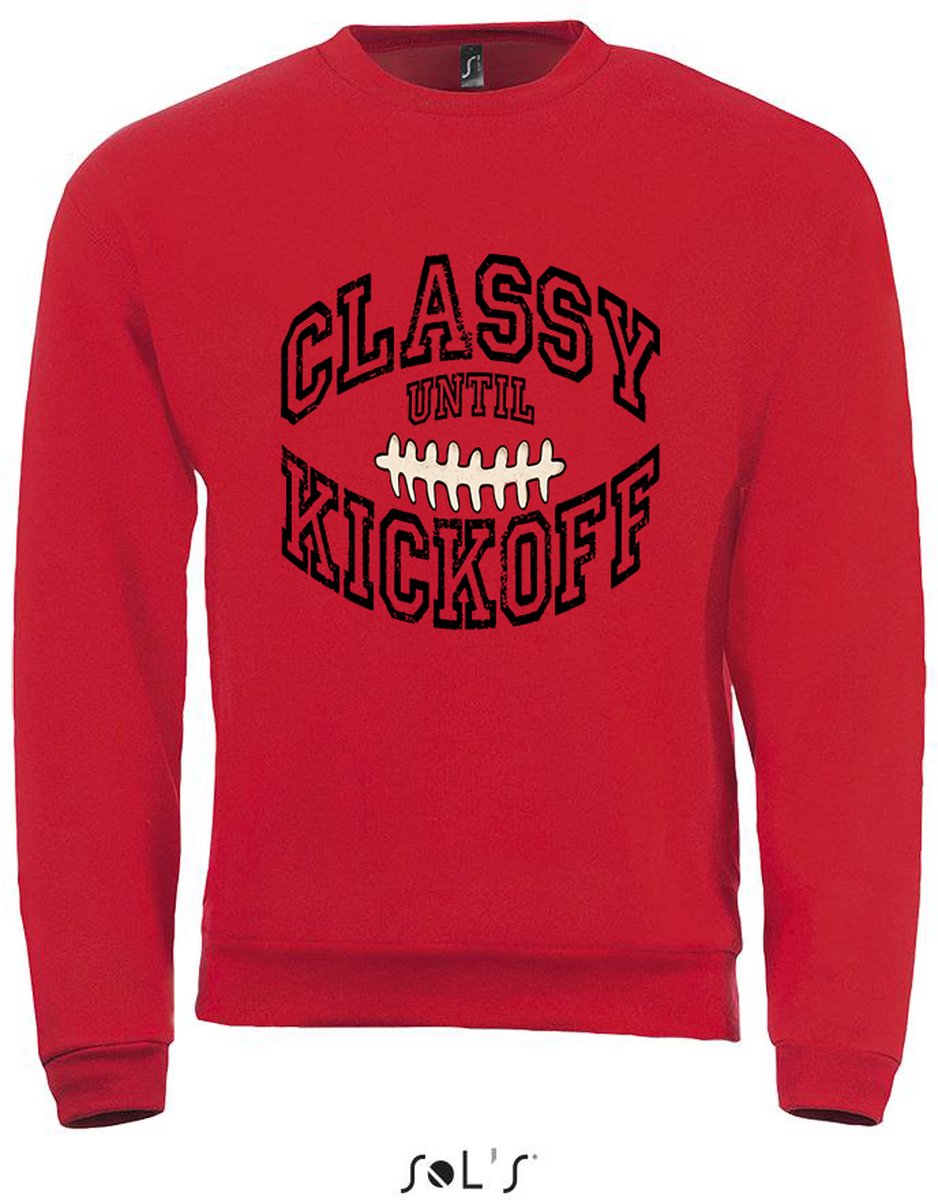 Sweatshirt 2-161 Classy until Kickoff - Rood, L