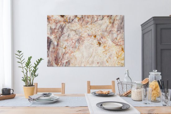 Peintures sur Toile - Marbre - Oranje - Marron - 140x90 cm - Décoration murale