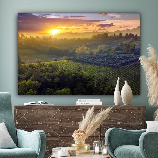 Tableau Toile Toscane - Paysage - Soleil - 150x100 cm - Décoration murale