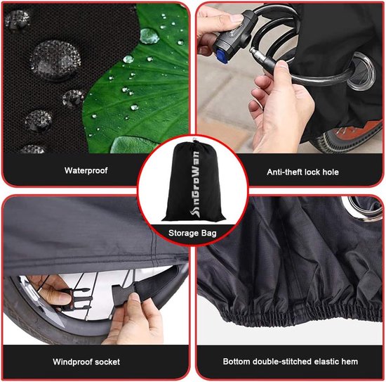 Fietsgarage Buiten Fietsenhoes Waterdicht voor Buitenopslag Waterdichte Fietsenhoezen Oxford Stof voor Binnengebruik 210D Nylon met PU-coating Windbescherming van LYCAON — afbeelding 4