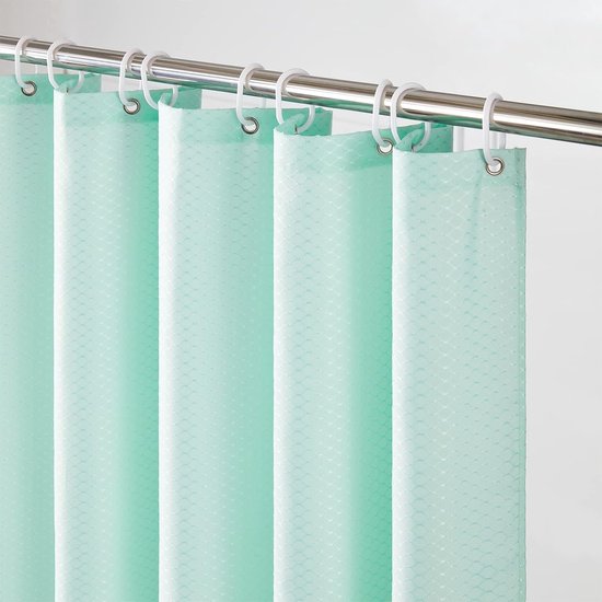 Uiiooazy Douchegordijn eucalyptus, met blauw-groene plantenbladeren, anti-schimmel, waterdicht, polyesterstof, wasbaar, ondoorzichtig, badgordijn met 12 haken voor badkamer, 180 x 180 cm (b x h