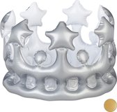 Relaxdays opblaasbare kroon - koningsdag - koningskroon - carnaval - festival - zilver