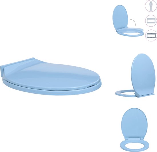 vidaXL Toiletbril - Hoge kwaliteit - Polypropyleen - Soft-close - 46 x 34 cm - Blauw - Toiletbril