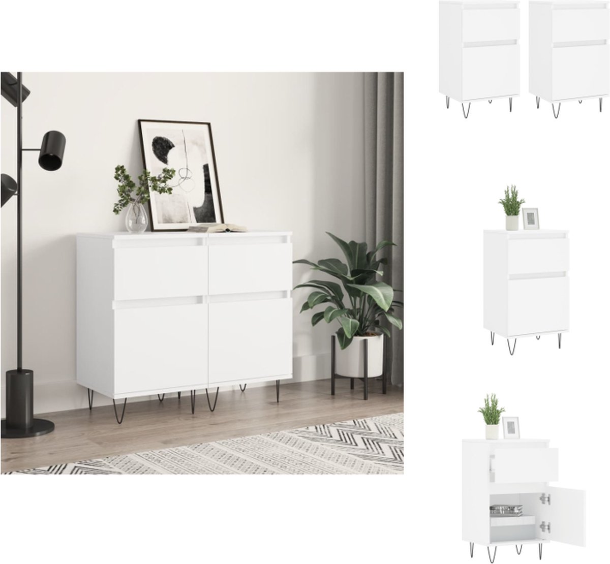VidaXL Dressoir Trendy Opbergkast 40 x 35 x 70 cm Wit Keukenkast