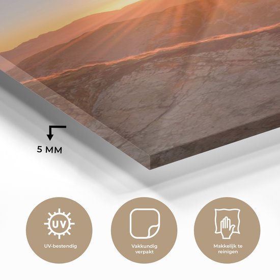 MuchoWow® Peinture sur verre - Berg - Paysage - Soleil - 40x80 cm - Peintures sur verre acrylique - Photo sur Glas