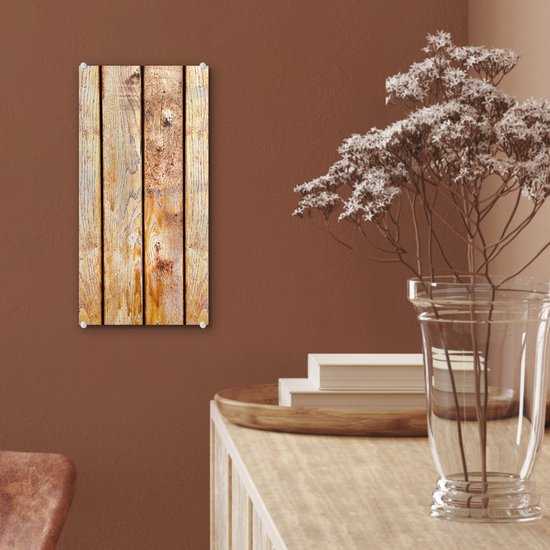 MuchoWow® Peinture sur Verre - Rural - Vintage - Bois - Étagère - 20x40 cm - Peintures sur Verre Acrylique - Photo sur Glas