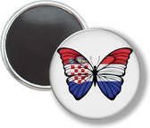 Button Met Magneet - Vlinder Vlag Kroatië - NIET VOOR KLEDING