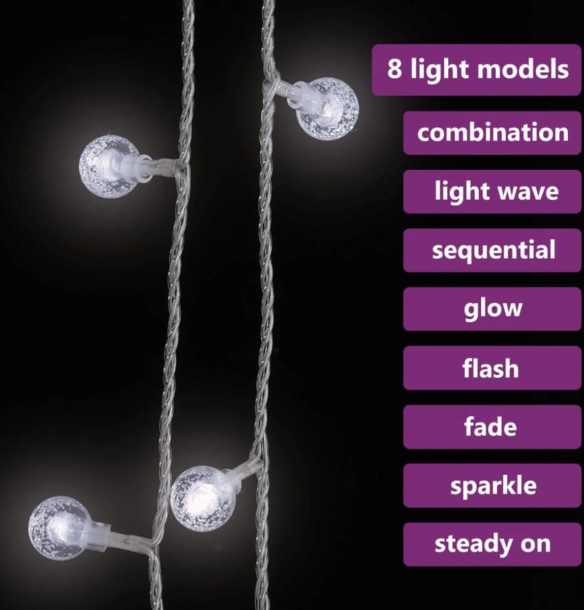 Guirlande lumineuse LED PRO, IP55 L: 20m, 200 LED blanc chaud et flash