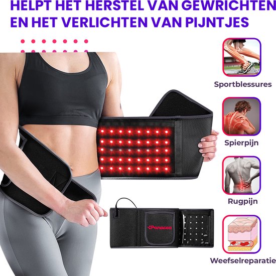 Infraroodriem Rood Licht Therapie Lamp Riem voor Rugpijn en Afslanken- Massage Apparaat-Spieren & Gewrichten -Platte buik - Panacea