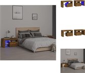 vidaXL Nachtkastjes - Slaapkamermeubelen - 70 x 36.5 x 40 cm - Gerookt eiken - Met RGB LED-verlichting - Kast