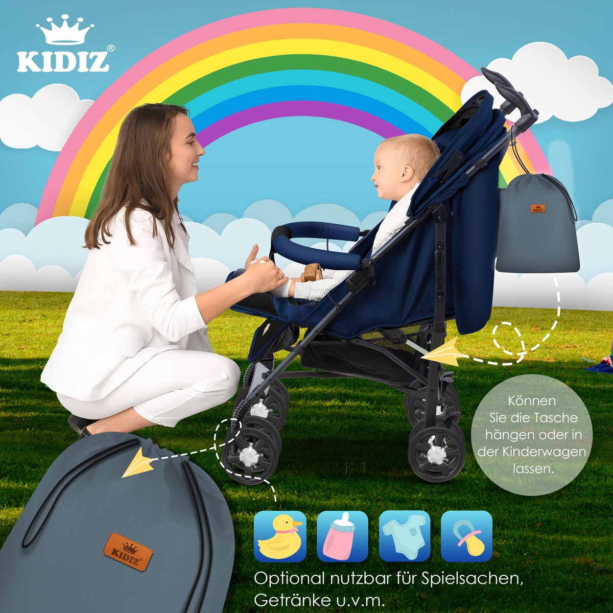 KIDIZ® Voetenzak voor Autostoeltje en Buggy met Ritssluiting - Baby Slaapzak Deken voor Maxi-Cosi & Wandelwagen / Kinderwagen - Grijs – foto 4