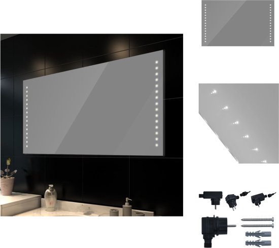 vidaXL Miroir LED Salle de bain - 100 x 60 cm - 30 LED - Blanc chaud - Miroir