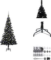 vidaXL Sapin de Noël artificiel - Zwart - 210 cm - Avec éclairage LED- Sapin de Noël décoratif