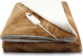 Rockerz Elektrische deken - Warmtedeken - Dé musthave voor de koude dagen - Elektrische bovendeken - XL formaat (200 x 180 cm) - 2 persoons - Kleur: Camel - 9 warmtestanden - Automatisch uitschakelen tot 3 uur - Energiezuinig - XL snoer - Wasbaar