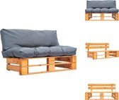 vidaXL Banc de palette - Banc de jardin - 110x66x65 cm - Coussins d'assise et de dossier - Grijs - En bois de pin imprégné - Canapé de salon
