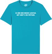 O de Frituur - Frituur Snack Outfit - Grappige Eten En Snoep Spreuken en Teksten Cadeau - Dames / Heren / Unisex Kleding - Unisex T-Shirt - Aqua Blauw - Maat M