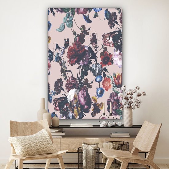Peintures sur Toile - Fleurs - Motifs - Vintage - 120x180 cm - Décoration murale XXL