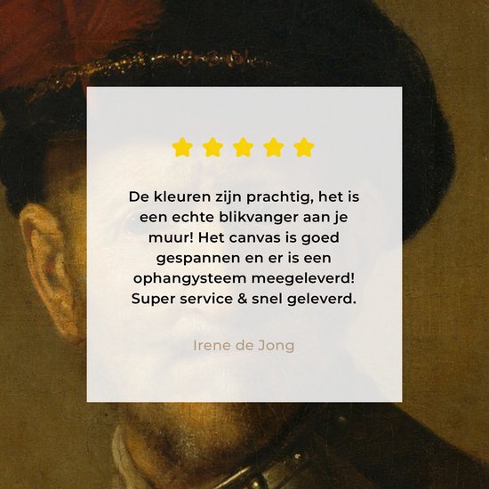 Tableau sur toile Portrait d'homme - Rembrandt van Rijn - 90x90 cm - Décoration murale