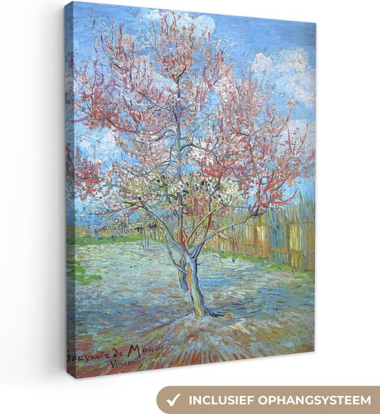 Canvas Schilderij De roze perzikboom - Vincent van Gogh - 60x80 cm - Wanddecoratie