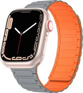 Siliconen bandje - geschikt voor Apple Watch series 1/2/3/4/5/6/7/8/9/SE/SE 2/Ultra/Ultra 2 met case size 42 mm / 44 mm / 45 mm / 49 mm - grijs/oranje