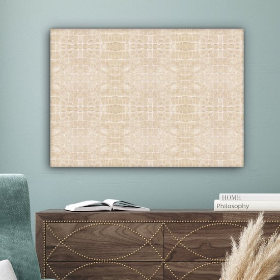 Canvas Schilderij Inductie beschermer - Leer - Structuur - Dierenhuid - 80x60 cm - Wanddecoratie