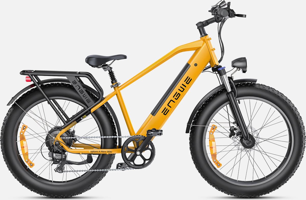E26 Fatbike E-bike 250 Watt motorvermogen topsnelheid 25 km/u 26X4.0’’ banden kilometerstand 120 KM 7 versnellingen
