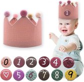 verjaardagskroon-koninklijke kroonvorm met leeftijd naar keuze van 1-9 jaar-Comfortabel Katoen - Elegant Design - Ultiem Comfort-pink