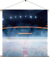 Textielposter Ijshockey Pitch Vierkant XXXL (120 X 120 CM) - Wandkleed - Wanddoek - Wanddecoratie