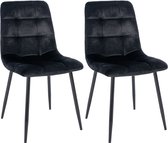 CLP Tilde Set van 2 eetkamerstoelen - Zonder armleuning - Industrieel - zwart Fluweel