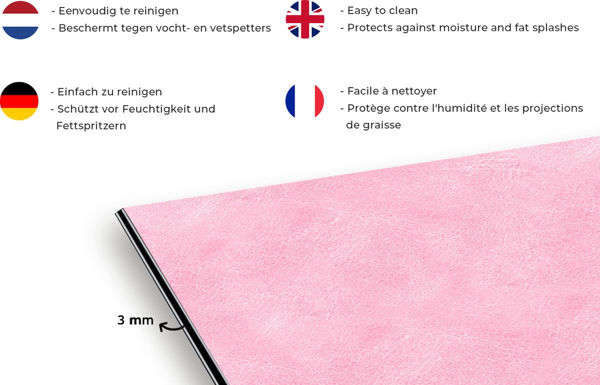 Muurbeschermer - Roze - Leer - Direenhuid - Structuur - 120x80 cm - Spatscherm keuken - Achterwand