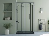 Shower & Design Vast douchescherm met schuifdeur met industriële stijl - Mat zwart - 120 x 80 x 195 cm - TORONI L 120 cm x H 195 cm x D 80 cm
